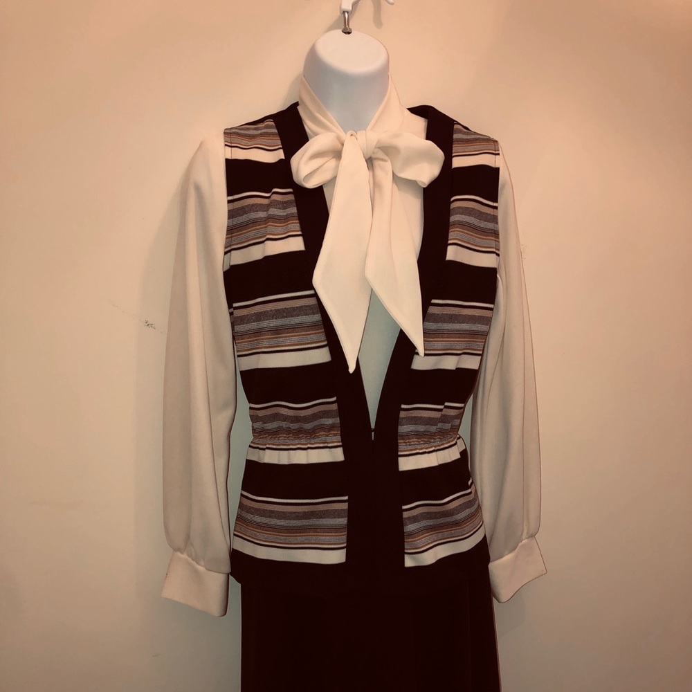 Vintage 1970s Dress and Vest Women’s Set